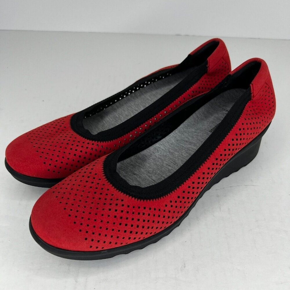 Clarks Red Perforated Loafers
